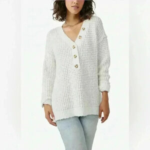 Free People Whistle Thermal Henley in Baby Blue, Size Small